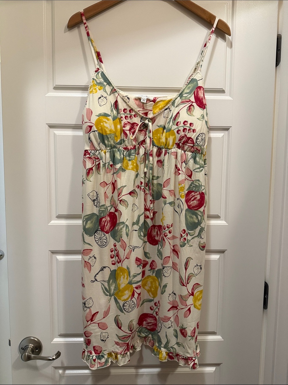 Floral Fruit-Print Mini Dress in Cream